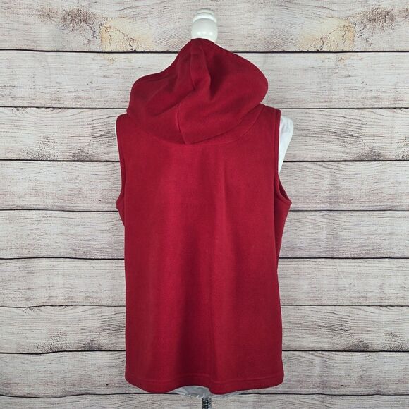 Christopher & Banks Vintage Christmas Hooded Fleece Vest Embroidered Medium - Picture 4 of 8